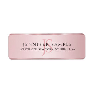 Personalise Monogram Rose Gold Return Address Label