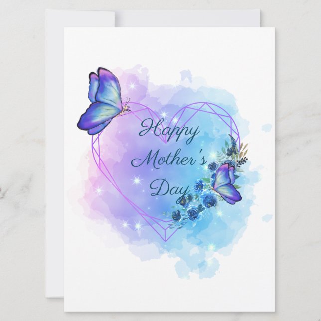 Personalise Mother's day Floral Butterfly Card (Front)