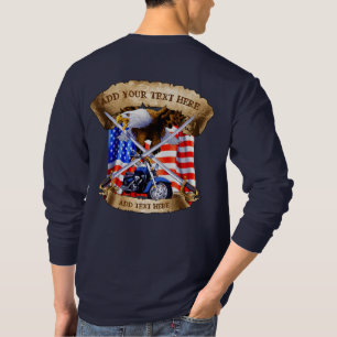Personalise Motorcycle Veteran Patriot USA Flag T-Shirt