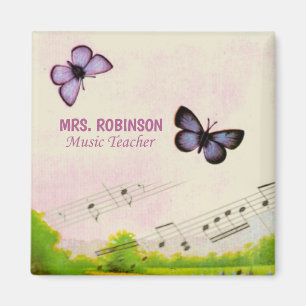Personalise, Music Butterflies Thanks Teacher Magnet