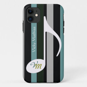 personalise musical note stripes iPhone 11 case