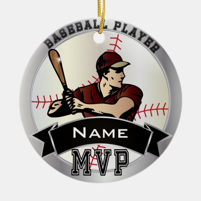 Personalise MVP Baseball Ceramic Ornament (Front)
