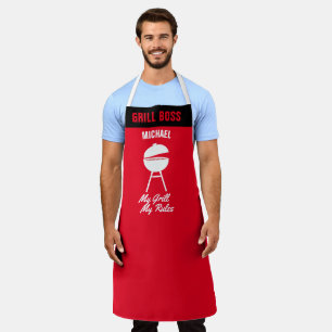 Personalise My Grill My Rules Funny BBQ Grill Chef Apron