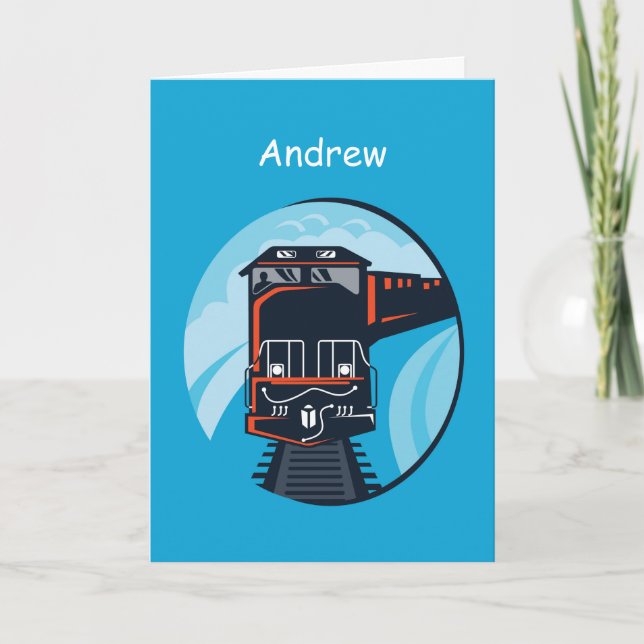 Personalise Name, Age 7th Birthday Train Card (Front)