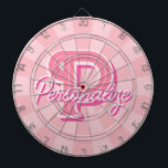 Personalise Name and Letter on Pastel Pink Colour Dartboard<br><div class="desc">Personalise Your Name and Large Letter Initial on Pastel Pink Colour Dartboard! You can customise the design to your liking!</div>