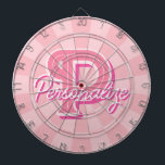 Personalise Name and Letter on Pastel Pink Colour Dartboard<br><div class="desc">Personalise Your Name and Large Letter Initial on Pastel Pink Colour Dartboard! You can customise the design to your liking!</div>