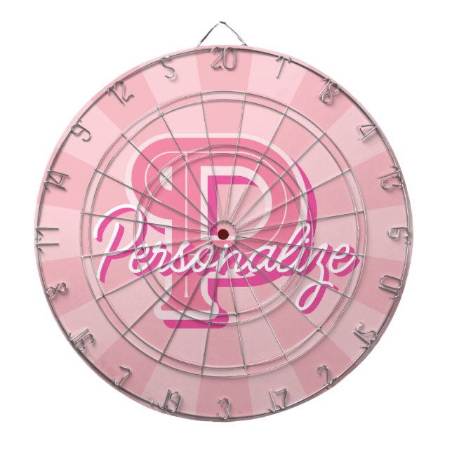 Personalise Name and Letter on Pastel Pink Colour Dartboard (Front)