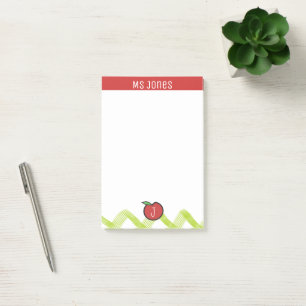 Personalise Name and Monogram Apple Teacher Post-it Notes
