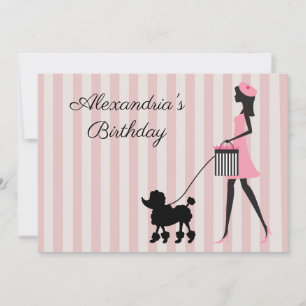 Personalise Name and Occasion Lady walking poodle Announcement