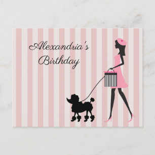 Personalise Name and Occasion Lady walking poodle Postcard
