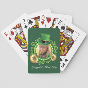 Personalise Name And Photo St. Patrick's Day Green Playing Cards