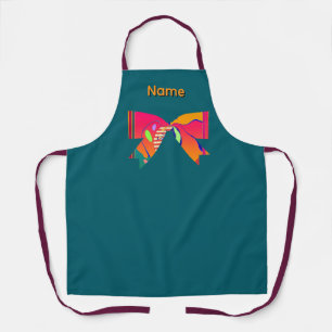 Personalise Name Apron With A Bow Teal Apron