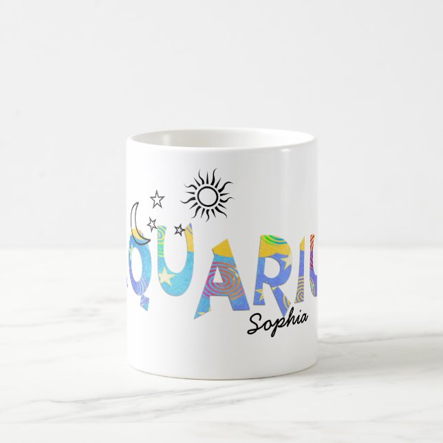 Personalise Name-AQUARIUS Birthday Zodiac Mug (Center)