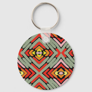 Personalise Name Artsy Southwestern Pattern Key Ring