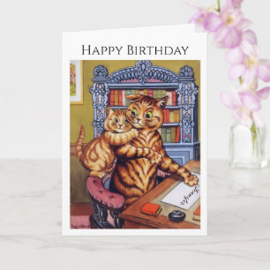 Personalise Name Birthday Cats Kitten Louis Wain Card