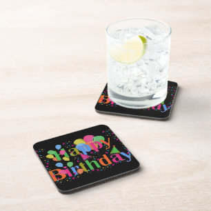 Personalise Name Birthday Party Celebration Art Coaster