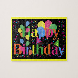 Personalise Name Birthday Party Celebration Art Jigsaw Puzzle