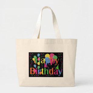 Personalise Name Birthday Party Celebration Art Large Tote Bag