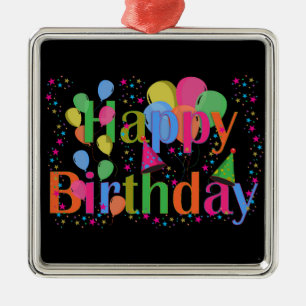 Personalise Name Birthday Party Celebration Art Metal Ornament