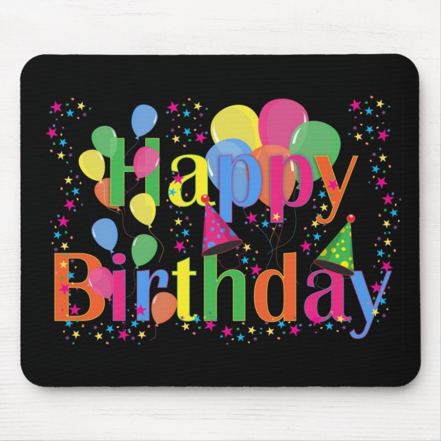 Personalise Name Birthday Party Celebration Art Mouse Pad (Front)