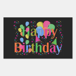 Personalise Name Birthday Party Celebration Art Rectangular Sticker