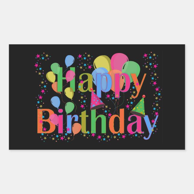 Personalise Name Birthday Party Celebration Art Rectangular Sticker (Front)