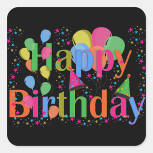 Personalise Name Birthday Party Celebration Art Square Sticker