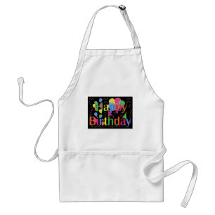 Personalise Name Birthday Party Celebration Art Standard Apron
