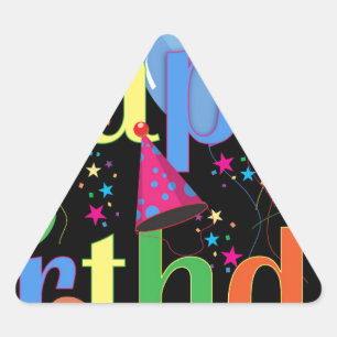 Personalise Name Birthday Party Celebration Art Triangle Sticker