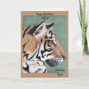 Personalise NAME Birthday Tiger Card Watercolor