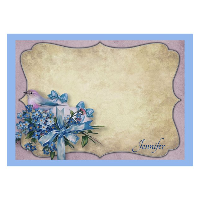 Personalise Name Bluebird Forget-Me-Knots Post-it Notes (Creator Uploaded)