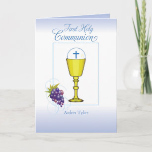 Personalise Name Boy First Communion Chalice, Host Card