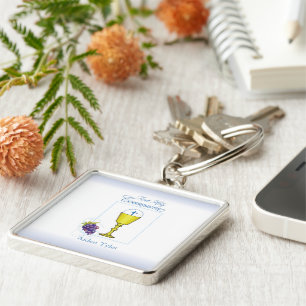 Personalise Name Boy First Communion Chalice, Host Key Ring