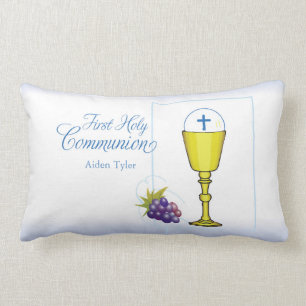 Personalise Name Boy First Communion Chalice, Host Lumbar Cushion
