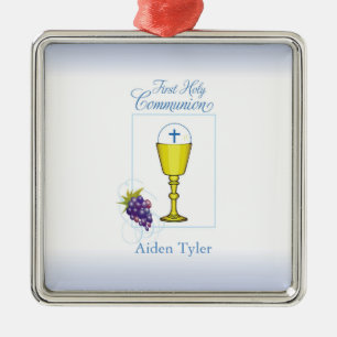 Personalise Name Boy First Communion Chalice, Host Metal Ornament
