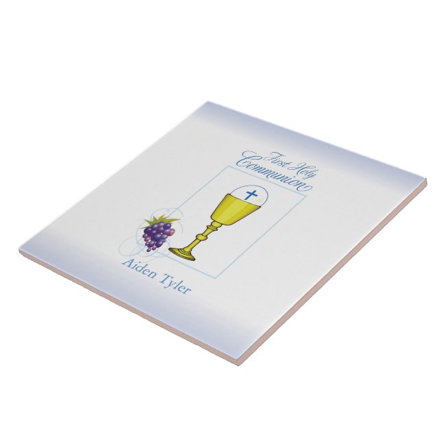 Personalise Name Boy First Communion Chalice, Host Tile (Side)