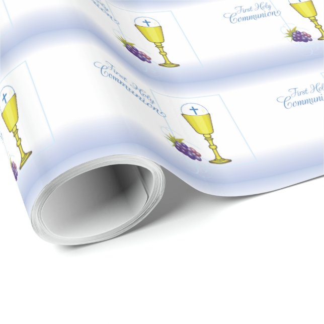 Personalise Name Boy First Communion Chalice, Host Wrapping Paper (Roll Corner)