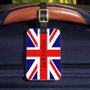 Personalise name British flag - the Union Jack Luggage Tag