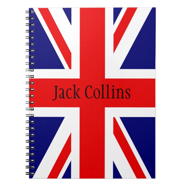 Personalise name British flag - the Union Jack Notebook (Front)