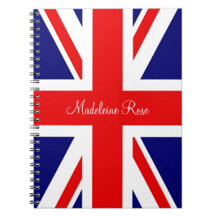 Personalise Name British National Flag  Notebook