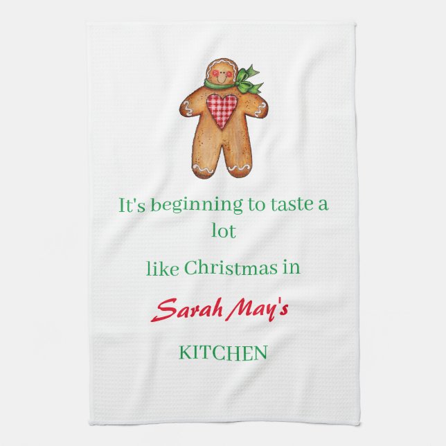 Personalise Name Christmas Kitchen Tea Towel (Vertical)