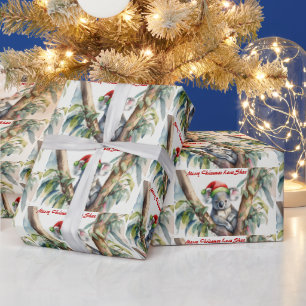 Personalise Name Christmas Koala in gumtree Wrapping Paper