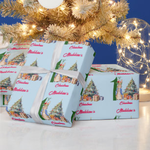 Personalise Name Classic Rabbit First Christmas Wrapping Paper