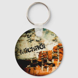 Personalise name Cool White orange Broken brick Wi Key Ring