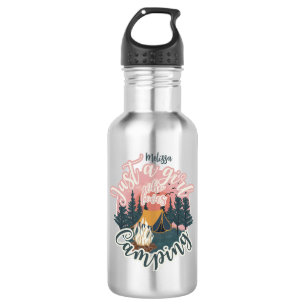 Personalise name cute aesthetic girl camping  532 ml water bottle