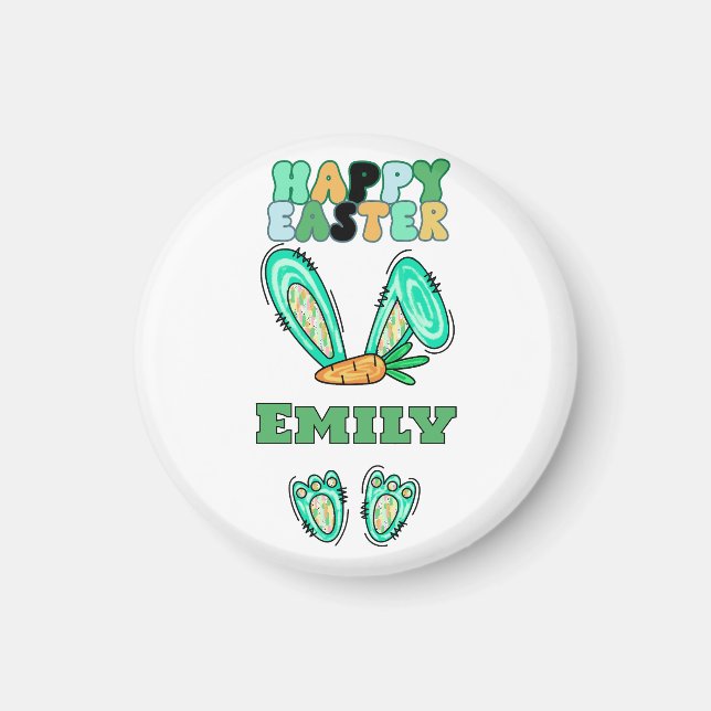 Personalise Name Cute Easter Bunny Magnet (Front)