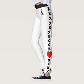 Personalise Name Cute White Black Pattern Red Love Leggings