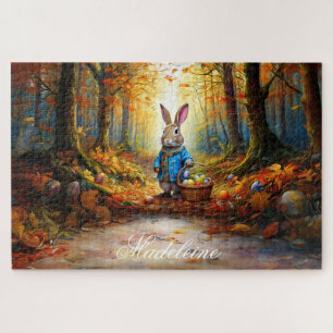 Personalise Name Easter Bunny Eggs Basket Jigsaw Puzzle