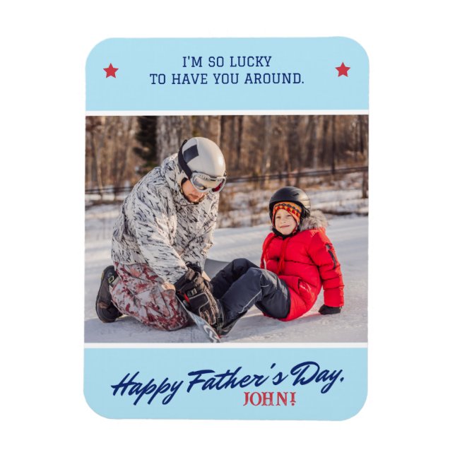 Personalise Name Father's day Script Photo Magnet (Vertical)