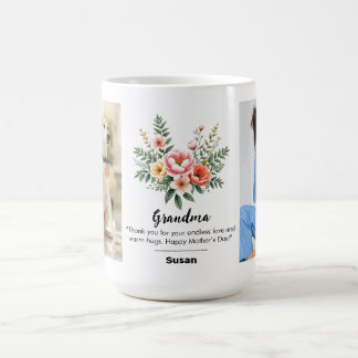 Personalise Name Floral Flower Granma Gift Combo Coffee Mug